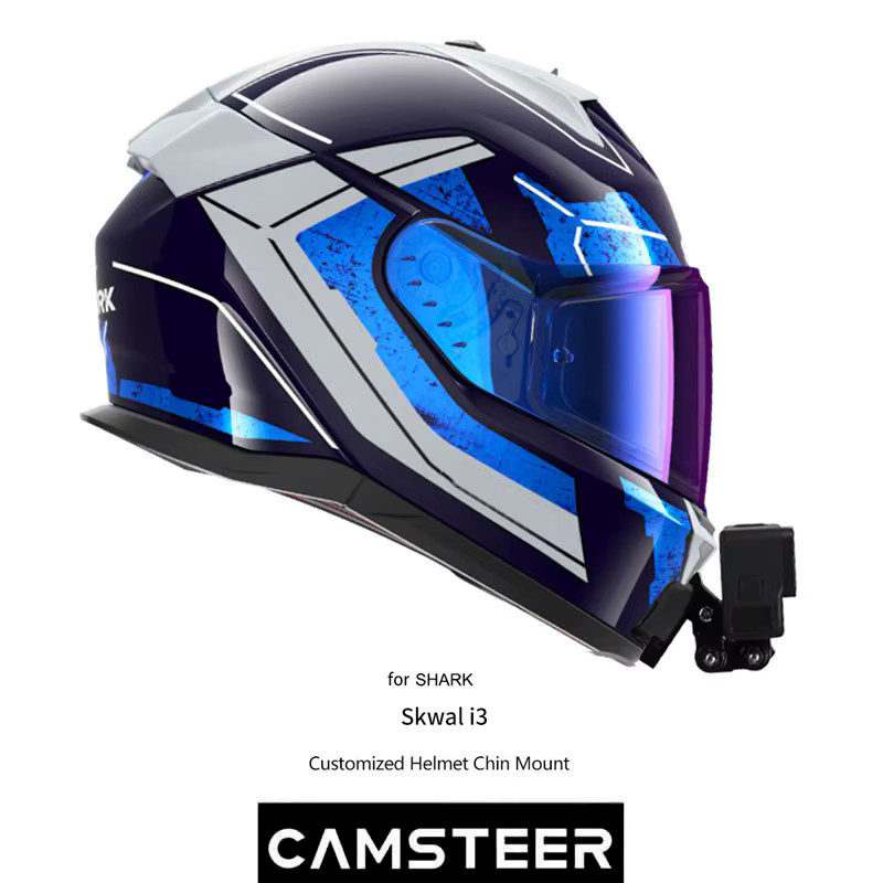 CAMSTEER Aluminium Custom Helm Kinnhalterung für Shark D Skwal i3 in Silber, kompatibel mit GoPro Hero 13 12 11, Insta360 X4 X3, Ace Pro2, DJI Action 5 Pro 4 Action Cameras - Bild 4