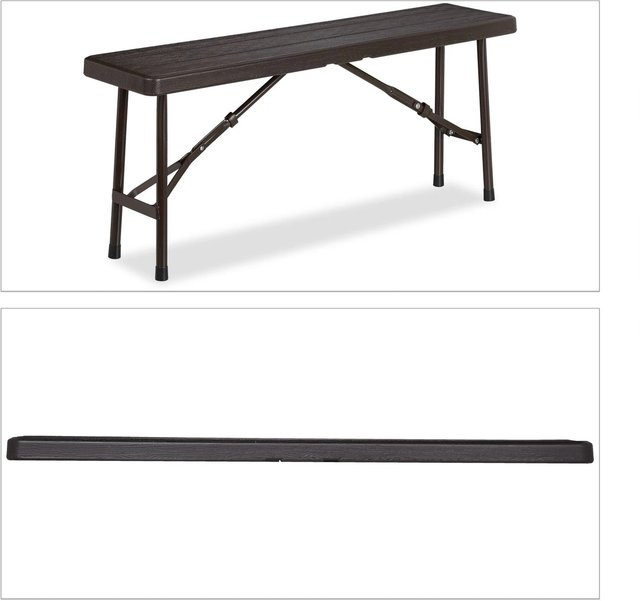Relaxdays Bierbank 2er Set klappbar aus Kunststoff und Stahl in Braun, B/T/H: 100 x 25 x 42 cm - Bild 1
