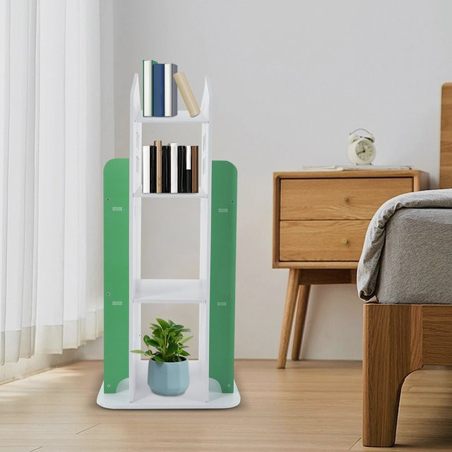 Drehbares 4-stöckiges Standregal von Bymaocar in Grün, modernes Bücherregal für Kinderzimmer, Wohnzimmer und Schlafzimmer - Bild 1