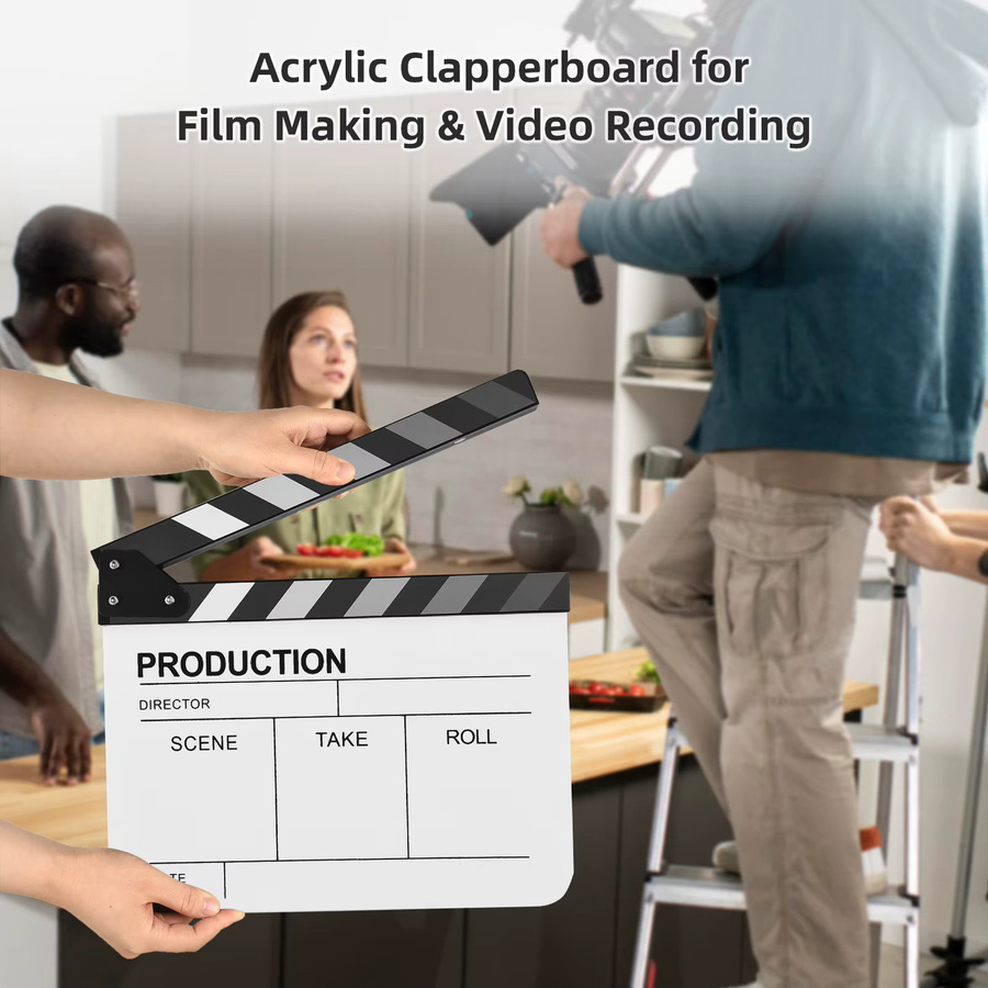 Andoer Acryl-Filmklappe Regisseurtafel in Weiß für Action-Szenen und trocken abwischbare Nutzung - Bild 2