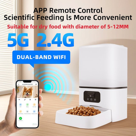 ZYfeeder Smart WiFi Futterautomat mit Kamera und App-Steuerung, 6L, Weiß