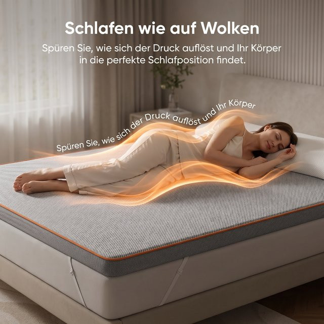 PERLECARE Matratzentopper aus Gel-Kalt-Schaum mit waschbarem Bezug und Anti-Rutsch-Funktion, Höhe: 7,5 cm - Bild 1