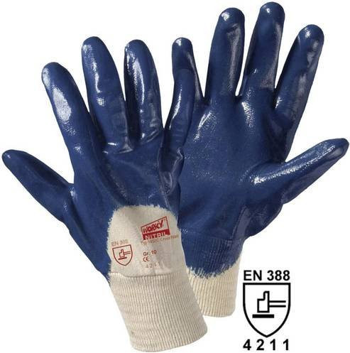 Leipold Doehle 1450C Cross Nitril Baumwolle Arbeitshandschuh in Blau mit Nitrilkautschuk nach EN 388:2016 CAT II - Bild 1