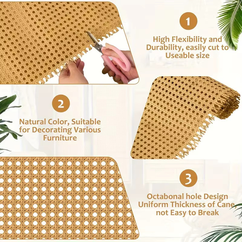 Kunststoff-Rattan-Gurtbandrolle in Beige für DIY-Heimdekorationsprojekte, Breite: 40 cm - Bild 2