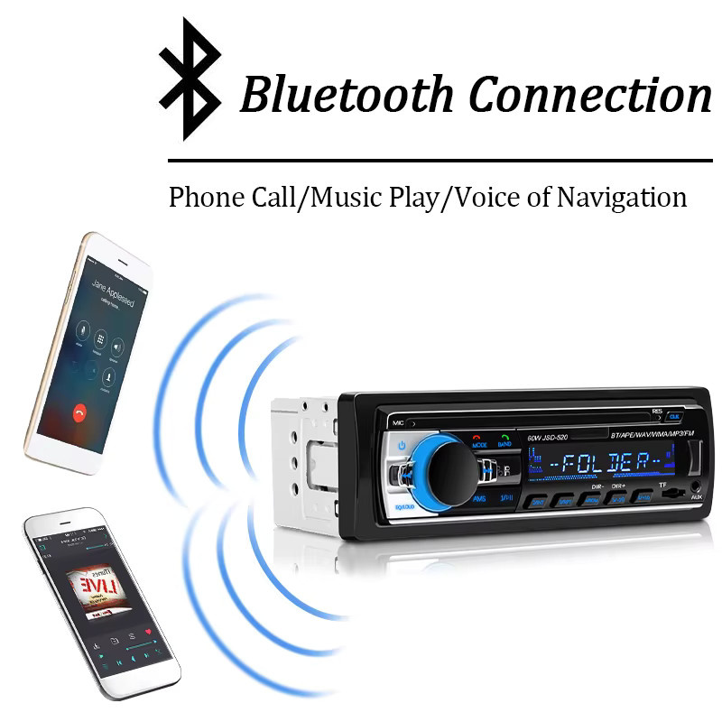 Hippcron 1DIN Stereo Autoradio mit Bluetooth, MP3-Player, FM Receiver und AUX/USB/TF-Karte in Schwarz - Bild 2