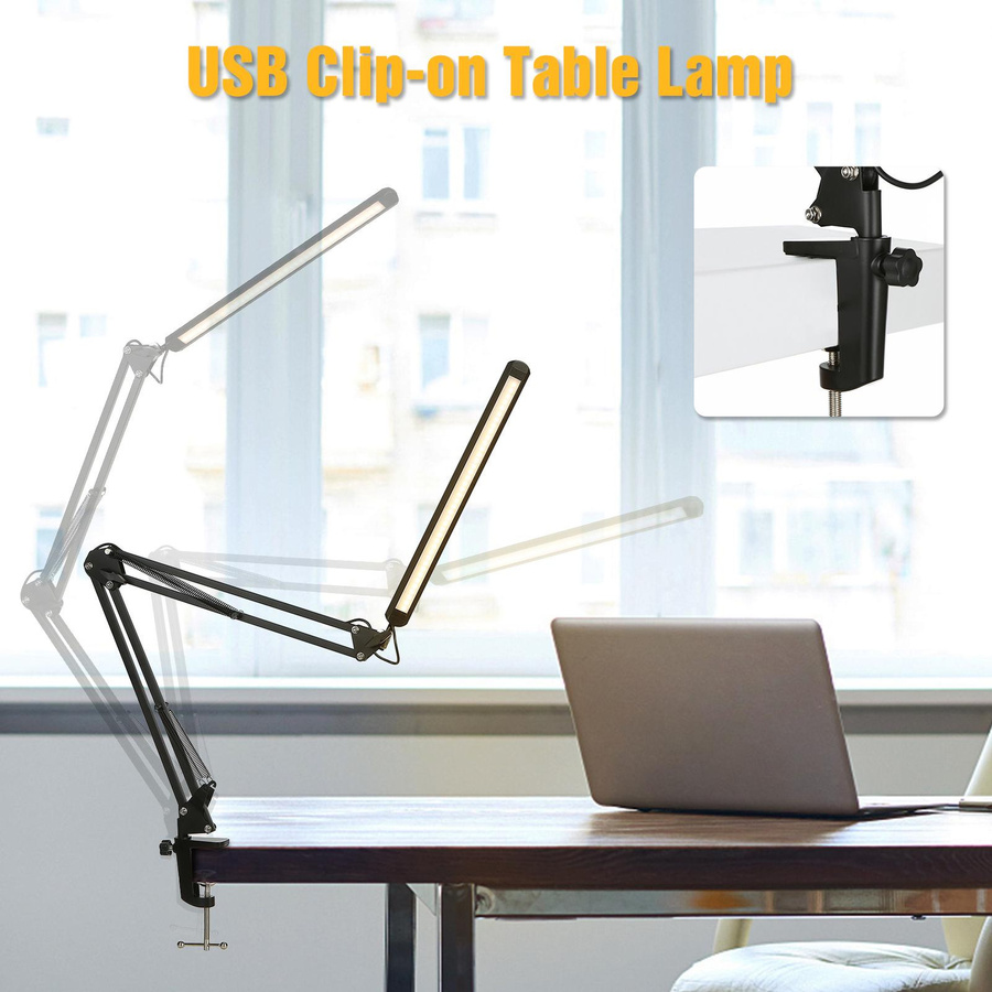 Neoglint LED-Schreibtischlampe mit Klemme in Schwarz, dimmbares Leselicht mit 3 Farbmodi und 10 Helligkeitsstufen - Bild 2