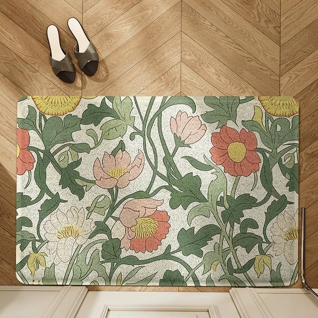 Rutschfeste Outdoor Fußmatte mit floralem Art-Nouveau-Design, pflegeleichte Eingangsmatte aus Polyester, Multicolour, B/T: 60 x 90 cm - Bild 1