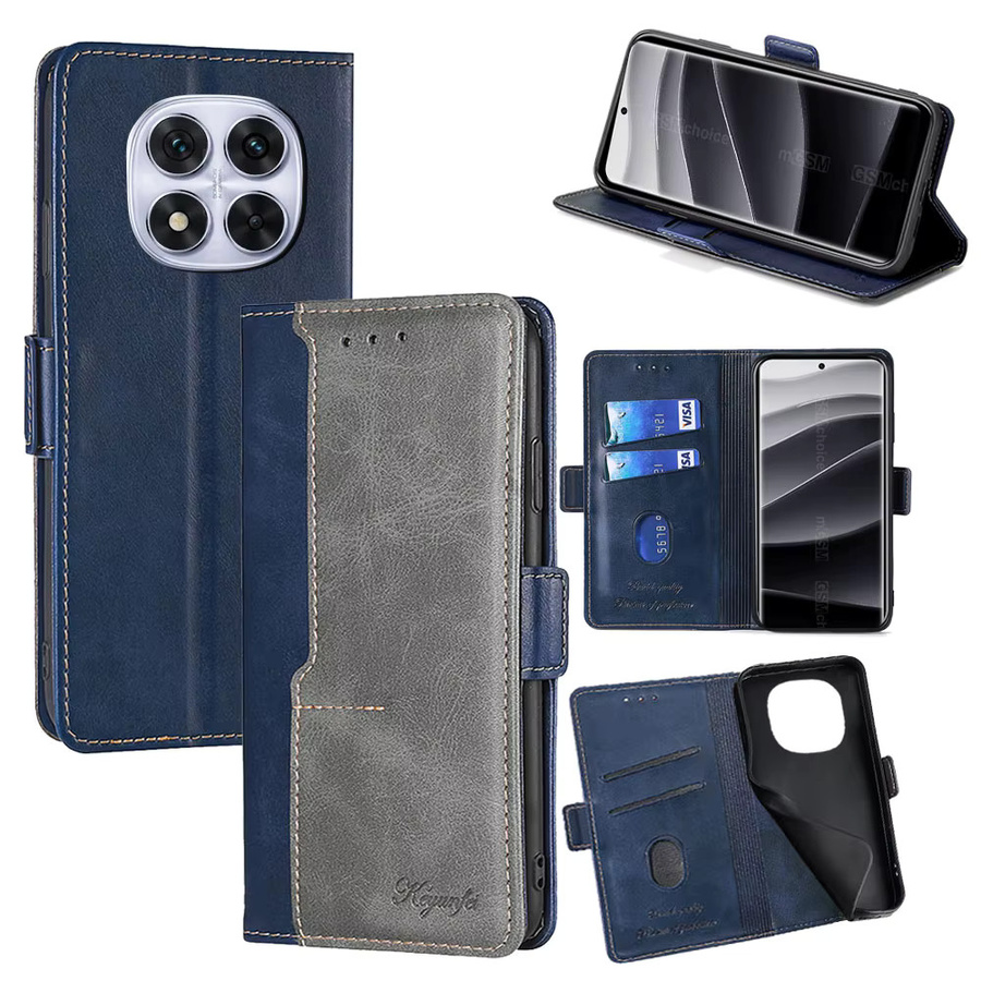 Business Leder Flip Case für Xiaomi POCO X7 Pro in Blau mit Kartenfächern und Magnetverschluss - Bild 2