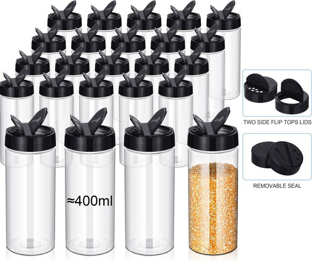Transparente Kunststoff-Gewürzdosen mit Streuerdeckel für Küche und Grill, 400 ml - Bild 1