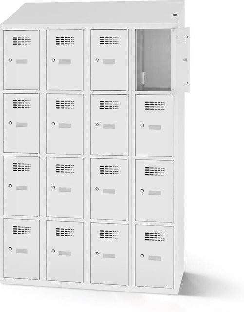 rotstahl Fächerschrank mit Ladefunktion und 16 Fächern in Hellgrau, B: 120 cm, H: 200 cm - Bild 1