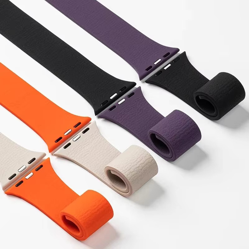 Uhrenarmband Lychee Grain Silikon, Schwarz, für Apple Watch - Bild 3