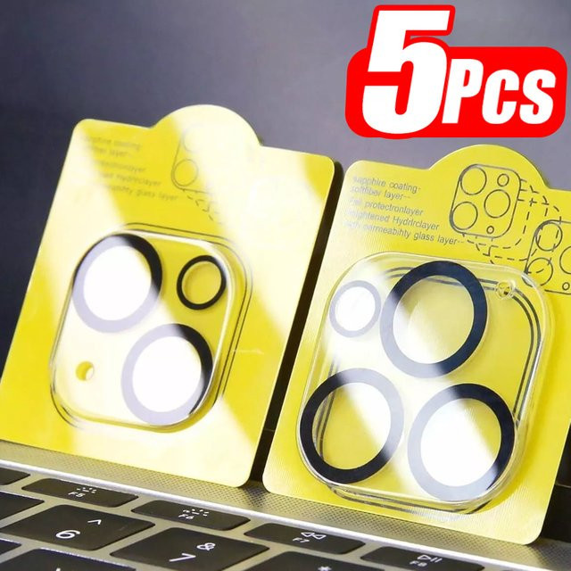 Xyun 5er-Pack Panzerglas Kameralinsen-Schutz für iPhone 16 15 14 13 Pro Max Plus Mini in Schwarz - Bild 1