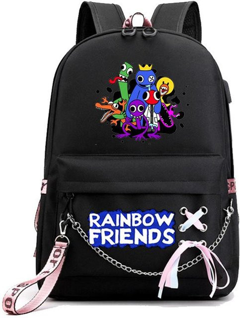 3-teiliges Schulrucksack-Set in Schwarz aus Oxford-Stoff mit großem Fassungsvermögen inklusive Federmäppchen und Schultergurt - Bild 1