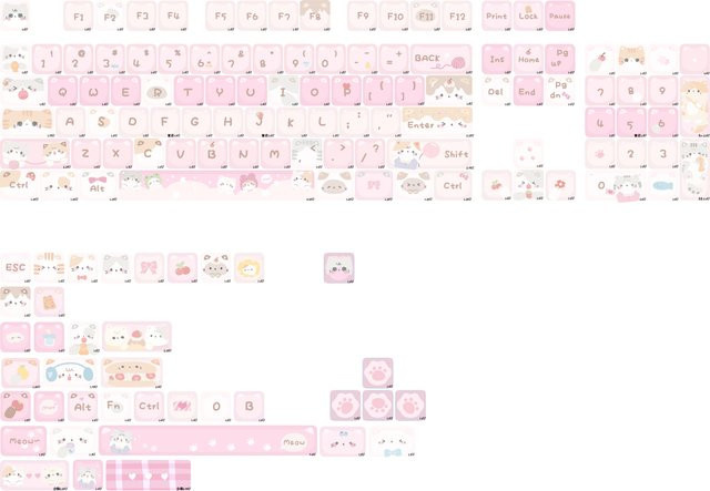 KiiBOOM X Maorbeng Meow Meow Squad Tastenkappen-Set aus PBT im MAO Profil mit 141 Tasten für mechanische Gaming-Tastaturen - Bild 1
