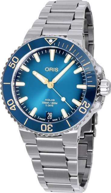 Oris Herrenuhr Aquis Date, Automatik, Edelstahl, Blau, 41,5 mm, 30 ATM - Bild 1
