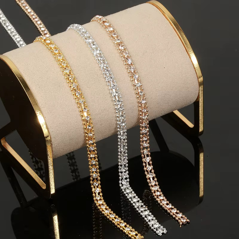 PEESOM Perlenkette, Kristall-Strass, 5 mm, KC-Gold - Bild 2
