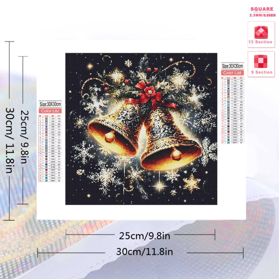 Evershine Diamant-Stickerei Set Weihnachtsglocke Landschaft mit Diamant-Mosaik Wandkunst B/H: 20 x 20 cm - Bild 2