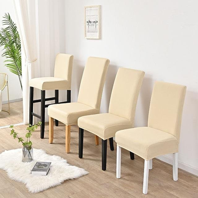 Strapazierfähige Spandex Stretch Stuhlbezüge aus Polyester in Beige für Esszimmer, Küche oder Büro, XL (60-70 cm) von Your Warm Home - Bild 1