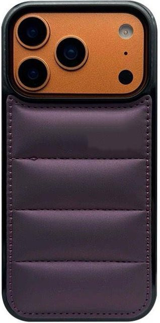 Luxus Daunenjacke Puffer Handyhülle aus weichem Silikon für iPhone 17 16 15 14 13 12 11 Pro Max Plus in Dunkelviolett - Bild 1
