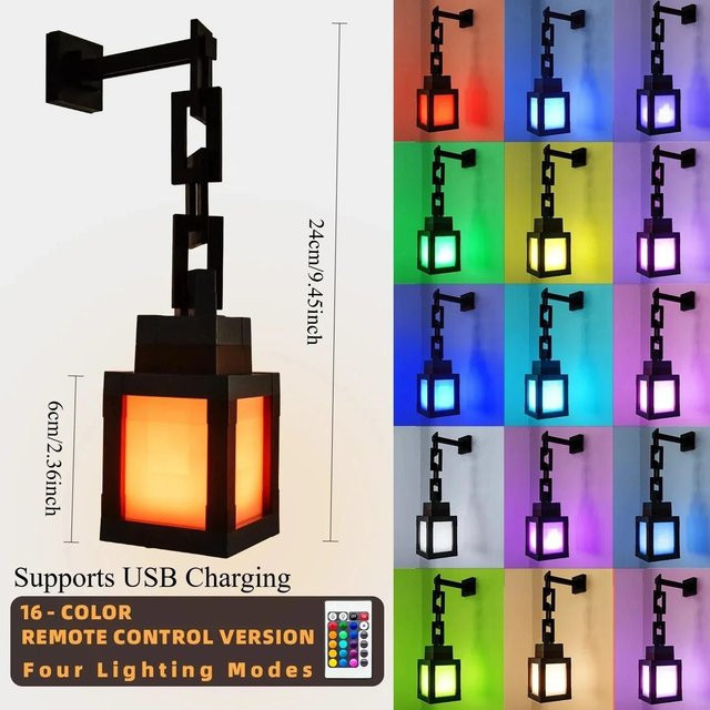 YJMP Super Lighting Pixel Laterne Nachtlicht mit Fernbedienung und Timer, USB wiederaufladbare LED Stimmungsleuchte in Multicolour, Weiß, Blau und Grün für Kinderzimmer und Schlafzimmer - Bild 1