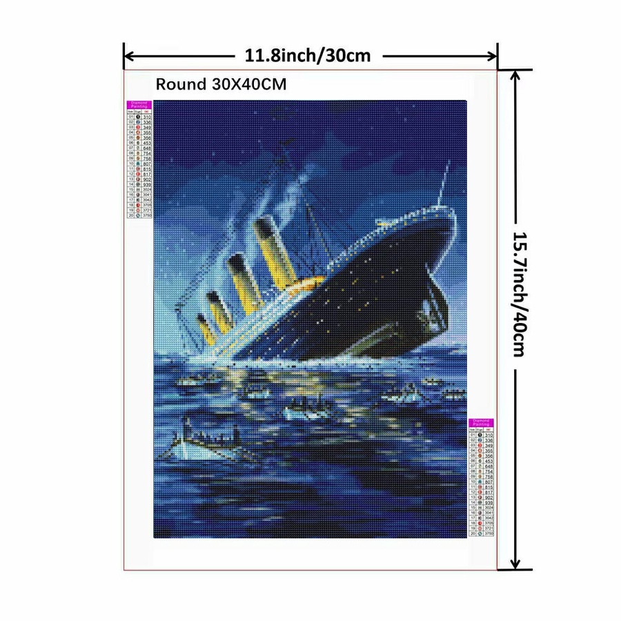 YUTTEE Diamantmalerei Set Titanic Filmszene 5D Diamant Mosaik Wanddekoration Multicolor B: 30,0 cm - Bild 2
