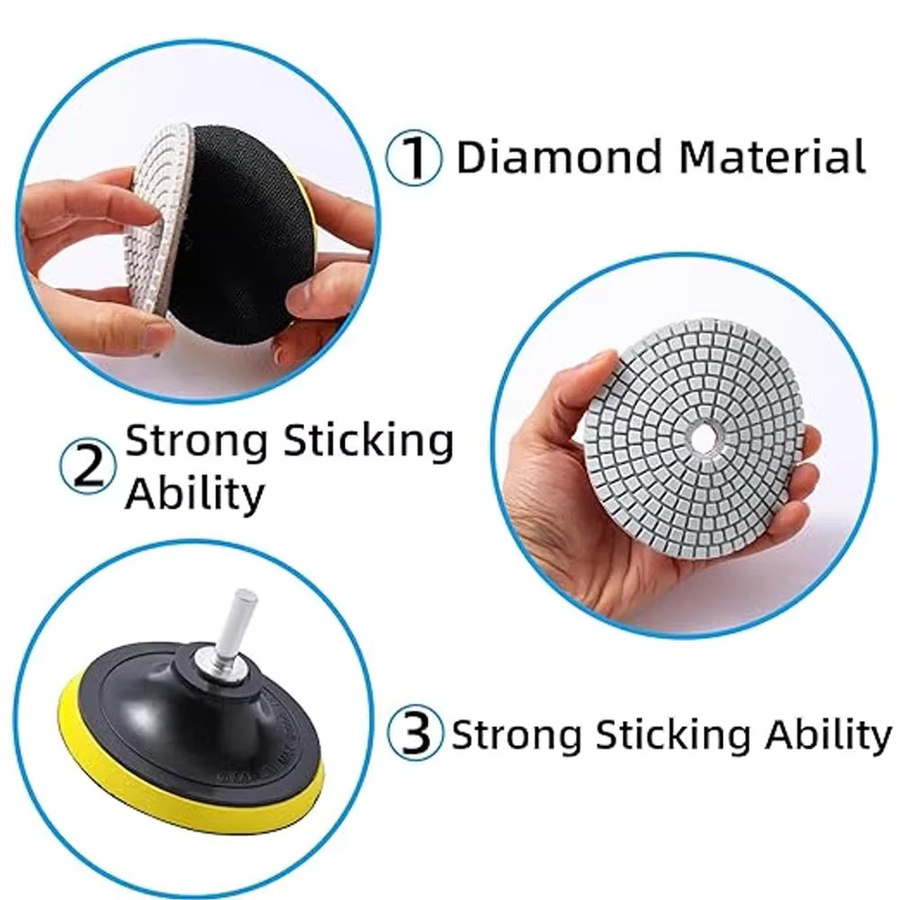 Diamant-Polierpads-Set für Nass- und Trockenpolieren in Mehrfarben zur Verwendung auf Granit, Stein, Quarz, Beton, Marmor, Fliesen und Glas - Bild 2