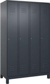 C+P Spind Classic PLUS Garderobenschrank mit 4 Abteilen, Anthrazit/Schwarz, B/T/H: 120 x 50 x 195 cm - Bild 1