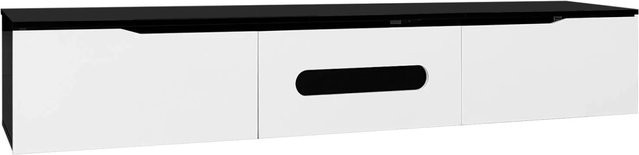 PXloue Modern TV-Schrank zur Wandmontage mit 16-farbiger LED und Hochglanz-Finish in Schwarz oder Weiß, B/T/H: 180 x 35 x 35 cm - Bild 1