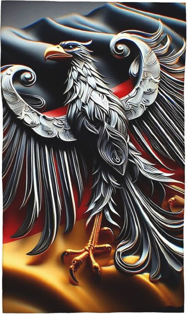 Saugfähiges Baumwollhandtuch Deutsches Kaiserreich Adlerflagge von Ka Chen Muda, Farbe: Weiß, B: 40 cm, H: 60 cm - Bild 1