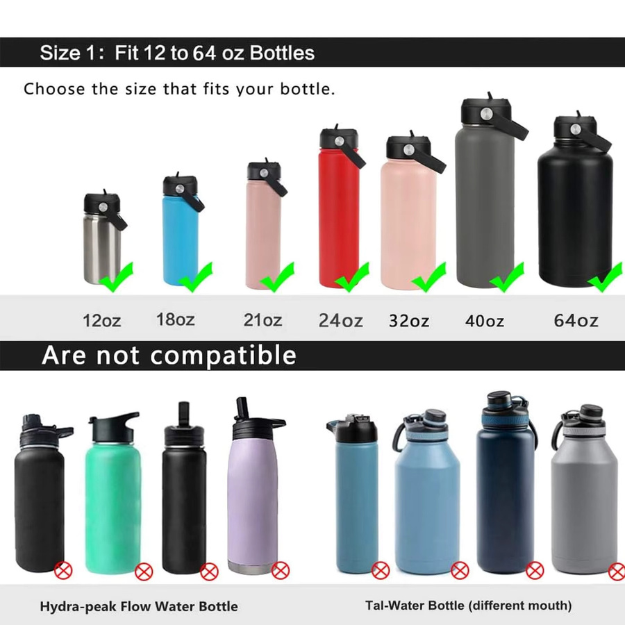 PKOVS Strohhalmdeckel mit Silikongriff in Schwarz für 32oz und 40oz Space-Flaschen mit weitem Hals - Bild 2