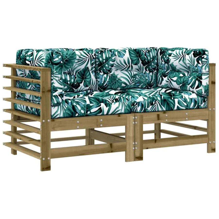 vidaXL Ecksofa Set aus Kiefernholz in Braun mit Kissen und rustikaler Optik - Bild 2