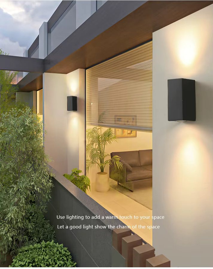 Moderne LED Wandleuchte aus Aluminium in Schwarz oder Weiß mit IP65 Wasserschutz für Outdoor, Treppe, Bad und Korridor, Up-Down Beleuchtung, Warmweiß - Bild 3