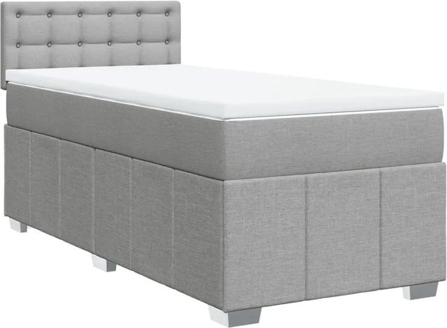 vidaXL Boxspringbett Hellgrau mit Matratze und USB-Ladeport B/T: 80 x 200 cm - Bild 1