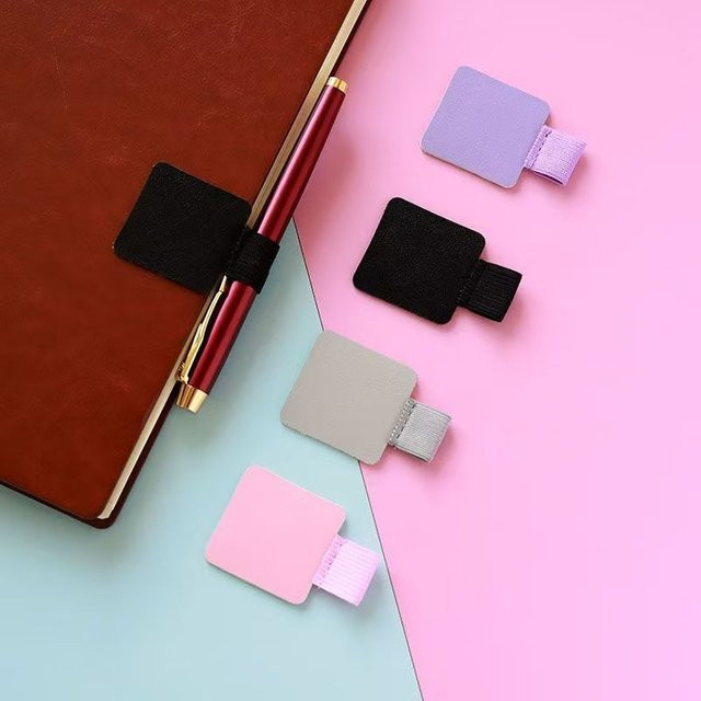 10er-Pack Selbstklebende Stifthalter und Stiftbecher mit elastischem Design in Schwarz und Multicolour für Notizbücher und Tagebücher - Bild 1