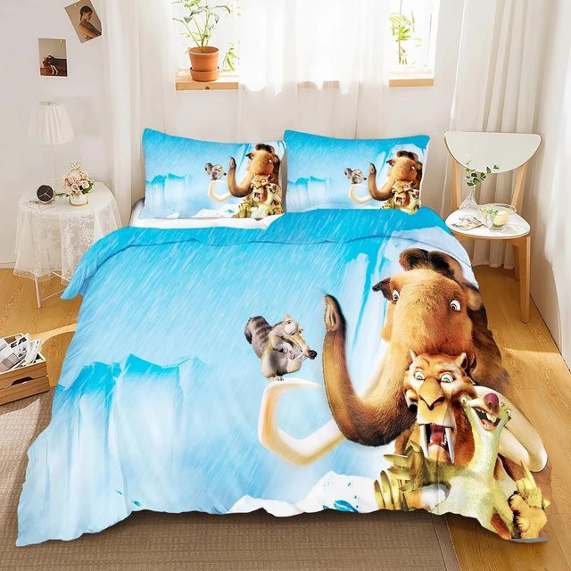 Flylo Bettwäsche Set Anime Eis-Tier Design in Blau, 3-teilig aus Polyester mit 3D-Druck, B/H: 150 x 200 cm - Bild 1