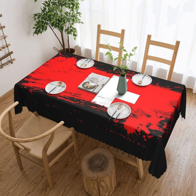 Wasserdichte Tischdecke mit Schweizer Flagge von JINGYUE Pet, rechteckig, rot, B: 137 cm, T: 183 cm - Bild 1