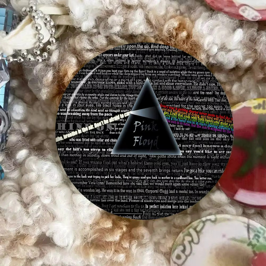 Potdemiel Brosche, runde Snap-in-Brosche, P-Pink F-Floyd, Gesichter - Bild 3