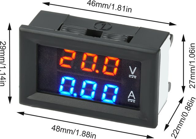 H28UI DC Dual-Display LED-Anzeige Spannungs- und Strommesser mit roter und blauer LED, 0,28 Zoll, DC 4–28 V, 0–100 V, 10/50/100 A, Schwarz - Bild 1