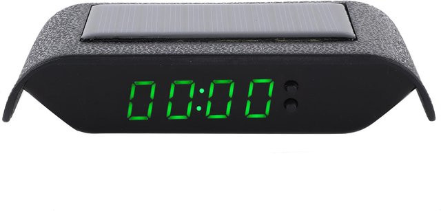KaiSai Solar-Auto-Digitaluhr für PKW und LKW mit LCD-Anzeige für Zeit, Datum und Temperatur in Grün und Schwarz - Bild 1