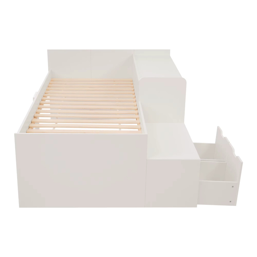 KOMHTOM Kinderbett Einzelbett mit Schreibtisch und Schubladen, Weiß, B/T/H: 90 x 200 cm - Bild 2