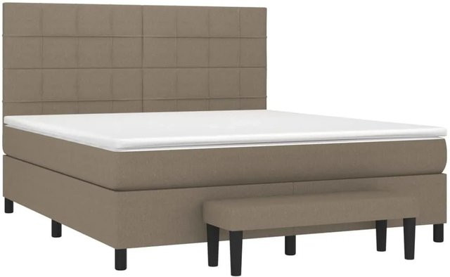 vidaXL Boxspringbett Hybrid mit Matratze und Taschenfedern in Taupe, B/T/H: 160 x 200 x 128 cm - Bild 1