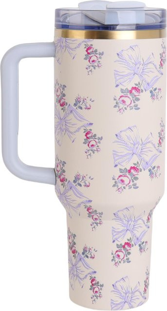 Bingba Becher Blumenserie mit 3D-Druck aus 304 Edelstahl in Beige, 40oz - Bild 1