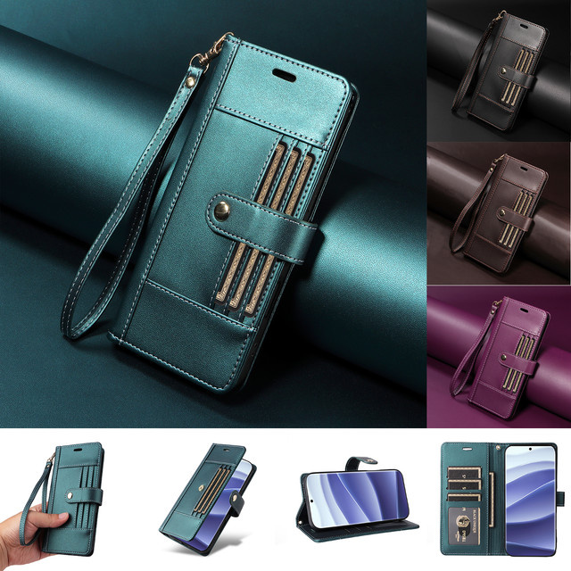 Xiaomi Business Brieftasche aus Leder für Redmi Note Serie mit Magnetverschluss und Kartenfächern in Lila - Bild 1