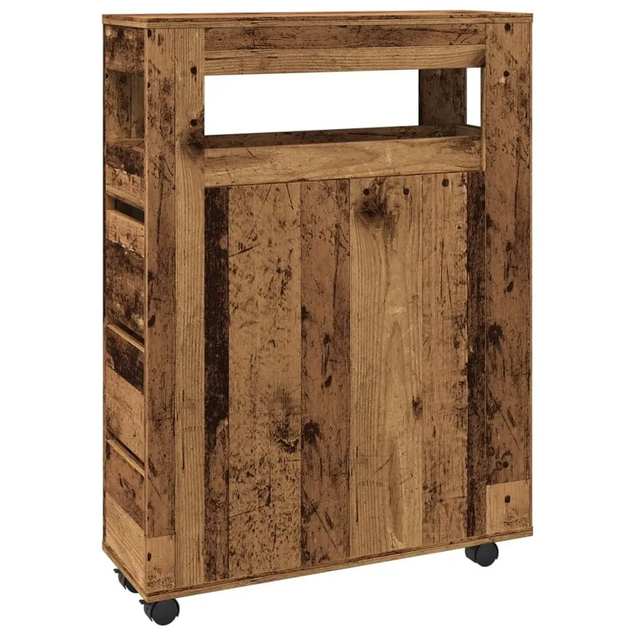 vidaXL Badschrank schmal mit Rollen in Altholz-Optik, braun, B/T/H: 23 x 65 x 90 cm - Bild 2