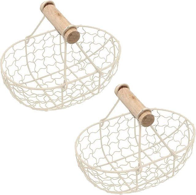 2er-Set Blumenmädchenkörbe aus Metall von CosyHome in Weiß für Hochzeiten und Heimdeko - Bild 1