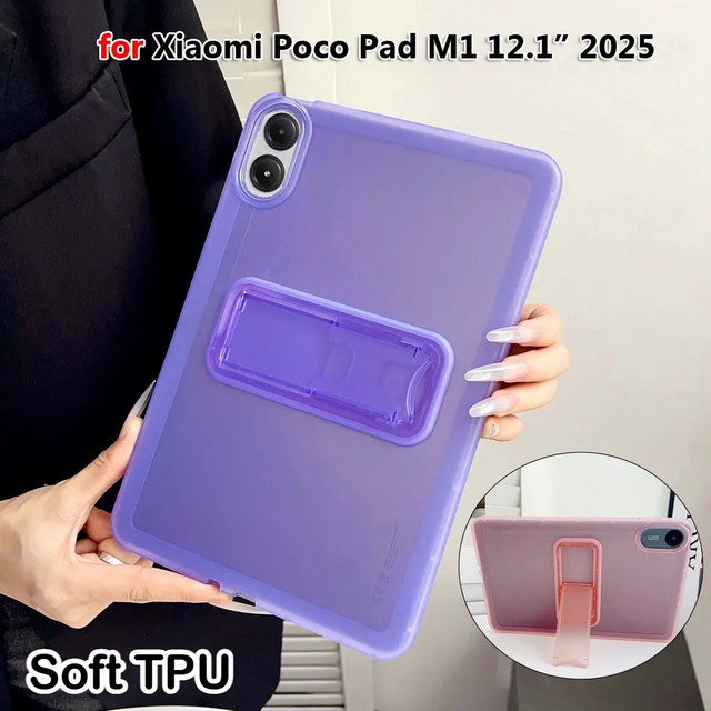 Xiaomi Tablet Hülle aus weichem TPU mit Ständer für Poco Pad, Redmi Pad Pro und SE 11, Ultra Slim Matte Clear Cover, Transparent - Bild 1