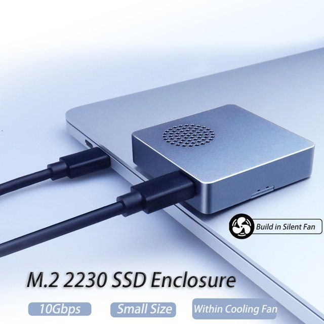 IRhasta M.2 NVMe SSD-Gehäuse mit 10 Gbit/s USB Typ-C und integriertem Lüfter aus CNC-Aluminium - Bild 1