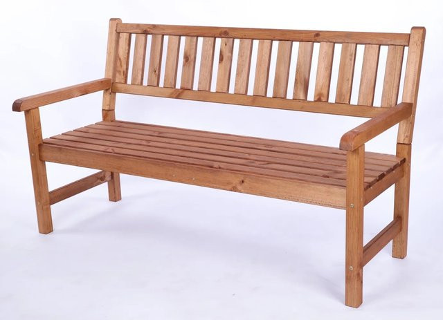 PROREGAL Gartenbank Grana aus Kieferholz in Braun inklusive Planenabdeckung, H x B x T: 90 x 154 x 70 cm - Bild 1