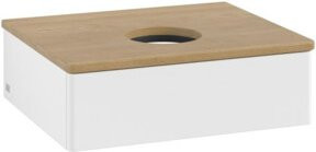 V&B Waschtischunterschrank Antao mit Beleuchtung, Farbe Eiche Honig und Weiß lackiert, B/T/H: 60 x 50 x 19 cm - Bild 1