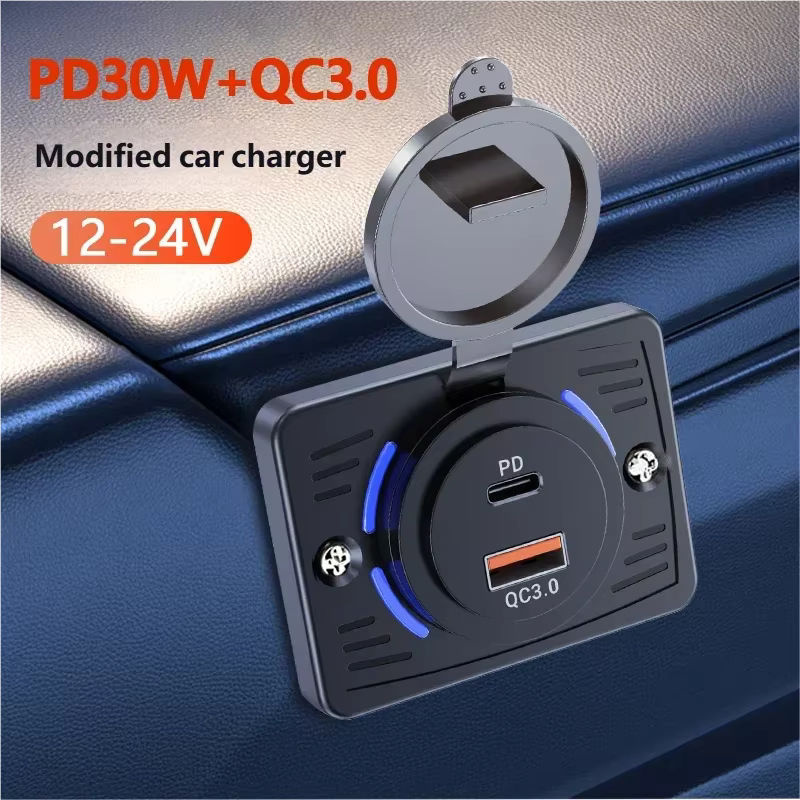 USB-Steckdose mit 2–4 Ports für Bus, ATV und LKW, Schwarz, PD 30 W Typ C und QC 22,5 W Schnellladung mit QC3.0 - Bild 4